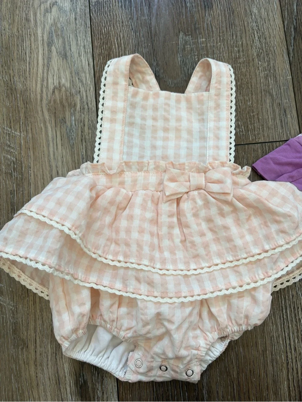 Joei Ruffle Romper + little sleepies Purple Unicorn pjs bundle 3-6 months girls